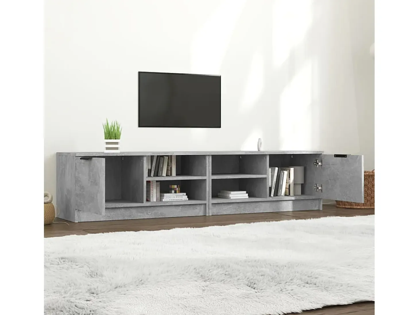 2 pzasMuebles de TV madera contrachapada hormigón 80x35x36,5 cm YOE74685