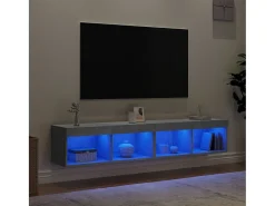2 uds Muebles TV con luces LED gris hormigón 80x30x30 cm YOE11388