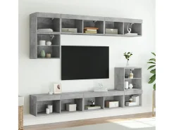 2 uds Muebles TV con luces LED gris hormigón 80x30x30 cm YOE11388