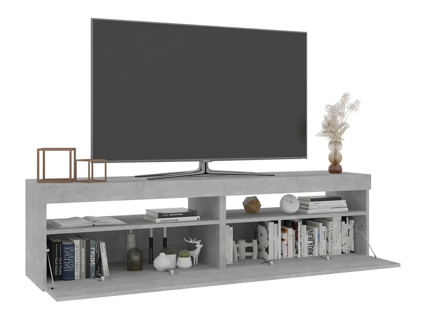 2 unidades gris hormigón 75x35x40cm YOE21354 Muebles TV con luces LED