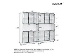 2 Vitrinas Altas Modernas de Cristal - 120 x 34 x 200 cm - con LEDs + 6 Puertas + Estante - Tablero de Aglomerado - Blanco