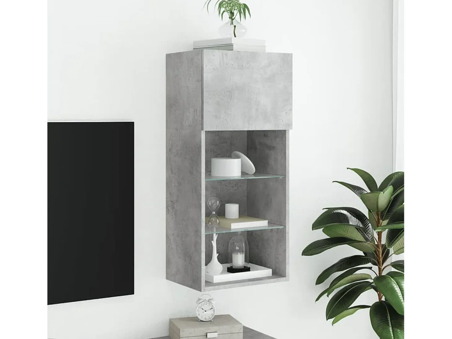 Almar Mueble para TV con luces LED gris hormigón 40,5x30x90 cm