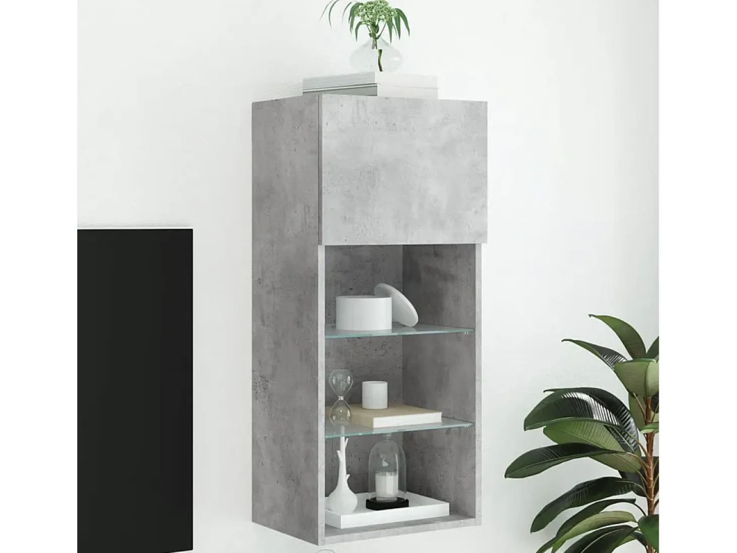 Almar Mueble para TV con luces LED gris hormigón 40,5x30x90 cm