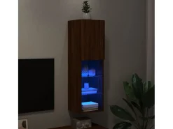 Almar Mueble para TV con luces LED roble marrón 30,5x30x102 cm
