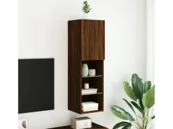 Almar Mueble para TV con luces LED roble marrón 30,5x30x102 cm