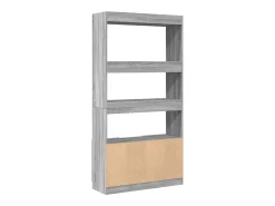 Aparador alto madera de ingeniería gris Sonoma 92x33x180 cm