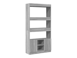Aparador alto madera de ingeniería gris Sonoma 92x33x180 cm