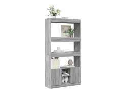 Aparador alto madera de ingeniería gris Sonoma 92x33x180 cm