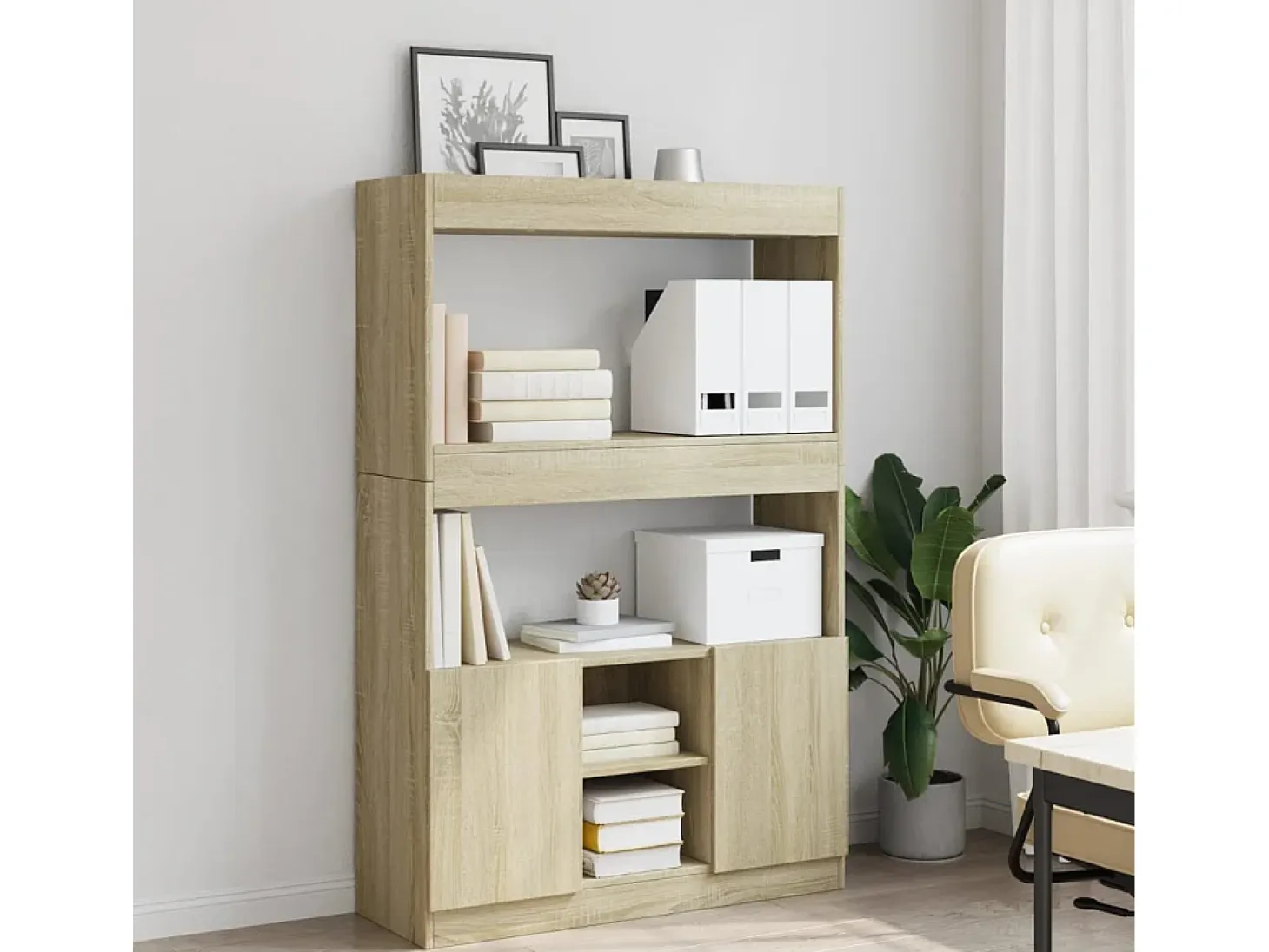 Aparador alto madera de ingeniería roble Sonoma 92x33x140 cm