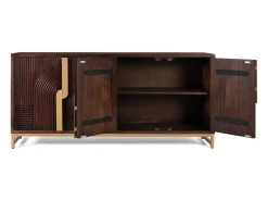 Aparador de madera maciza con cuatro puertas y detalles dorados