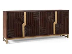 Aparador de madera maciza con cuatro puertas y detalles dorados