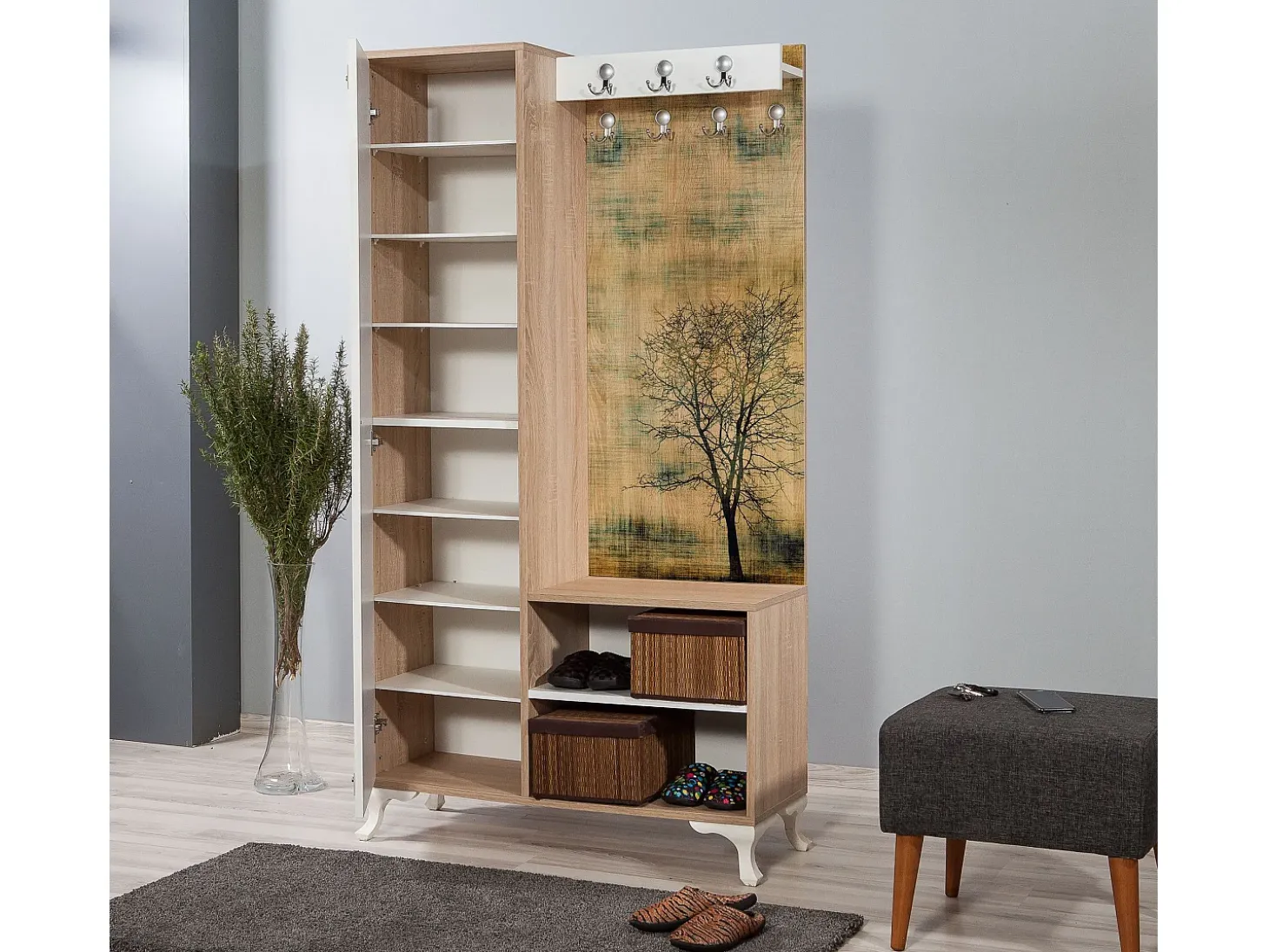 Aparador de recibidor – 100 cm x 190 cm – Roble Sonoma – Melamina