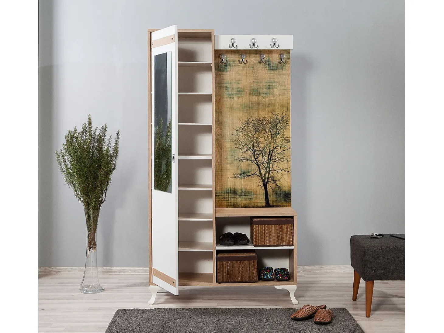 Aparador de recibidor – 100 cm x 190 cm – Roble Sonoma – Melamina