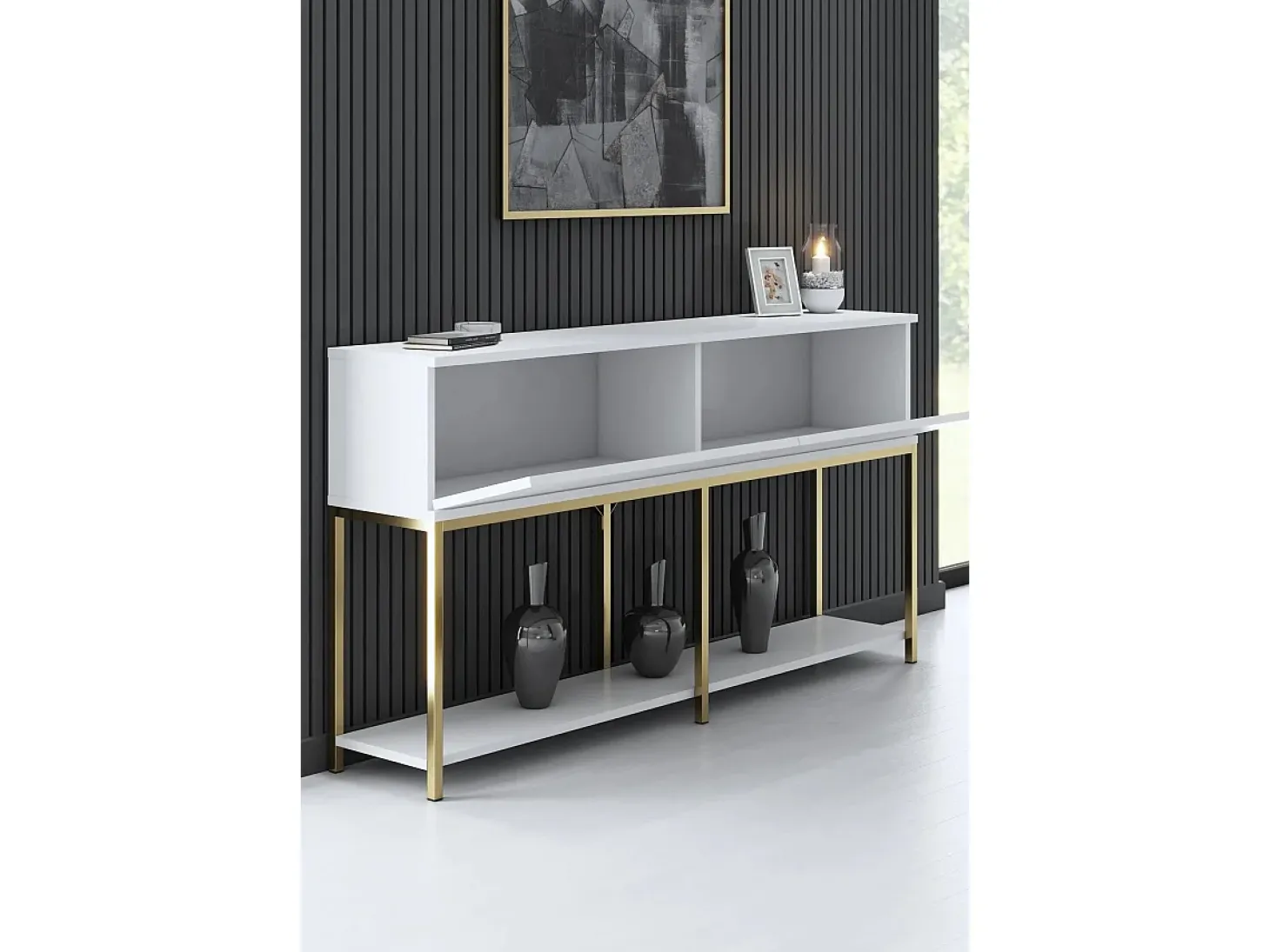 Aparador Lord Blanco dorado150x30x80 cm