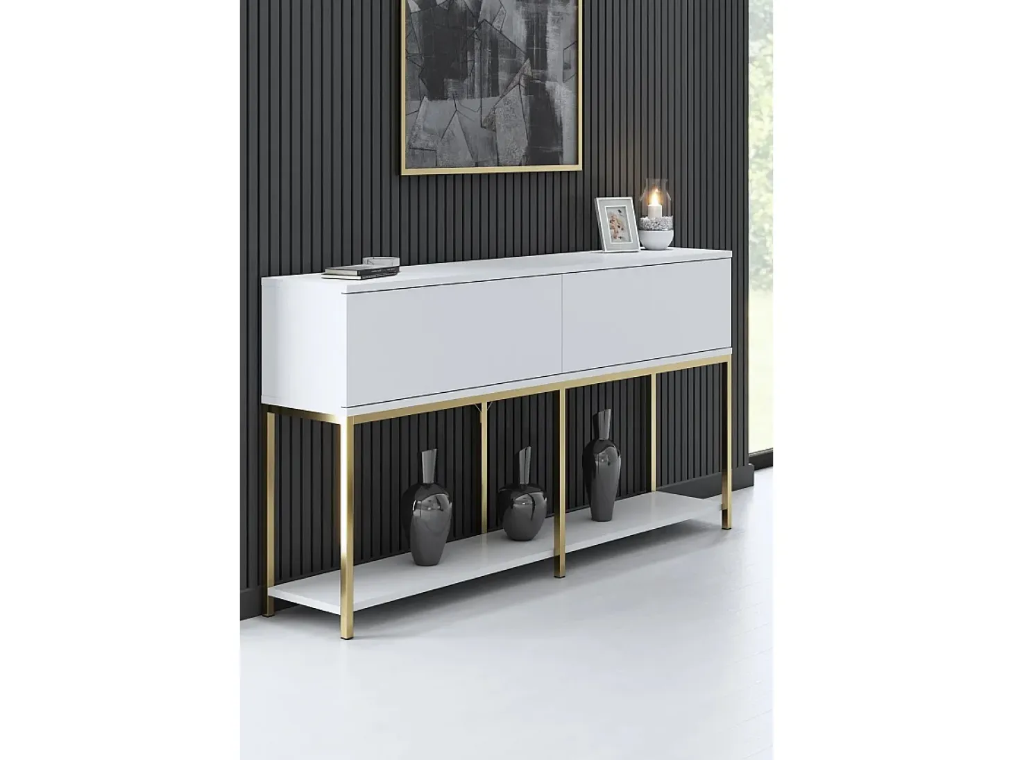 Aparador Lord Blanco dorado150x30x80 cm
