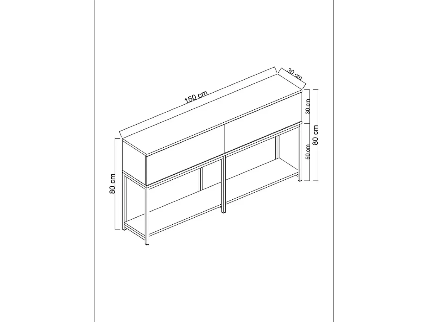 Aparador Lord Blanco dorado150x30x80 cm