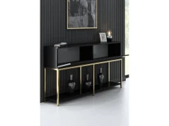 Aparador Lord Negro dorado150x30x80 cm