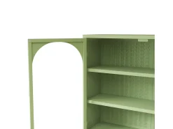 Aparador mural con 2 puertas de cristal curvado - Para cocina o baño - Verde - 70 × 23 × 60 cm