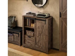 Aparador Recibidor con Puerta corrediza de Granero, Compartimento Abierto Armario de Almacenamiento 80 x 92 x 35 cm FSB59-N SoBuy ES