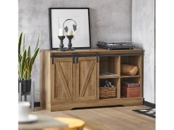 Aparador Recibidor con Puerta corrediza de Granero Armario de Almacenamiento Mueble para Entrada 120 x 40 x 70 cm FSB60-BR SoBuy ES