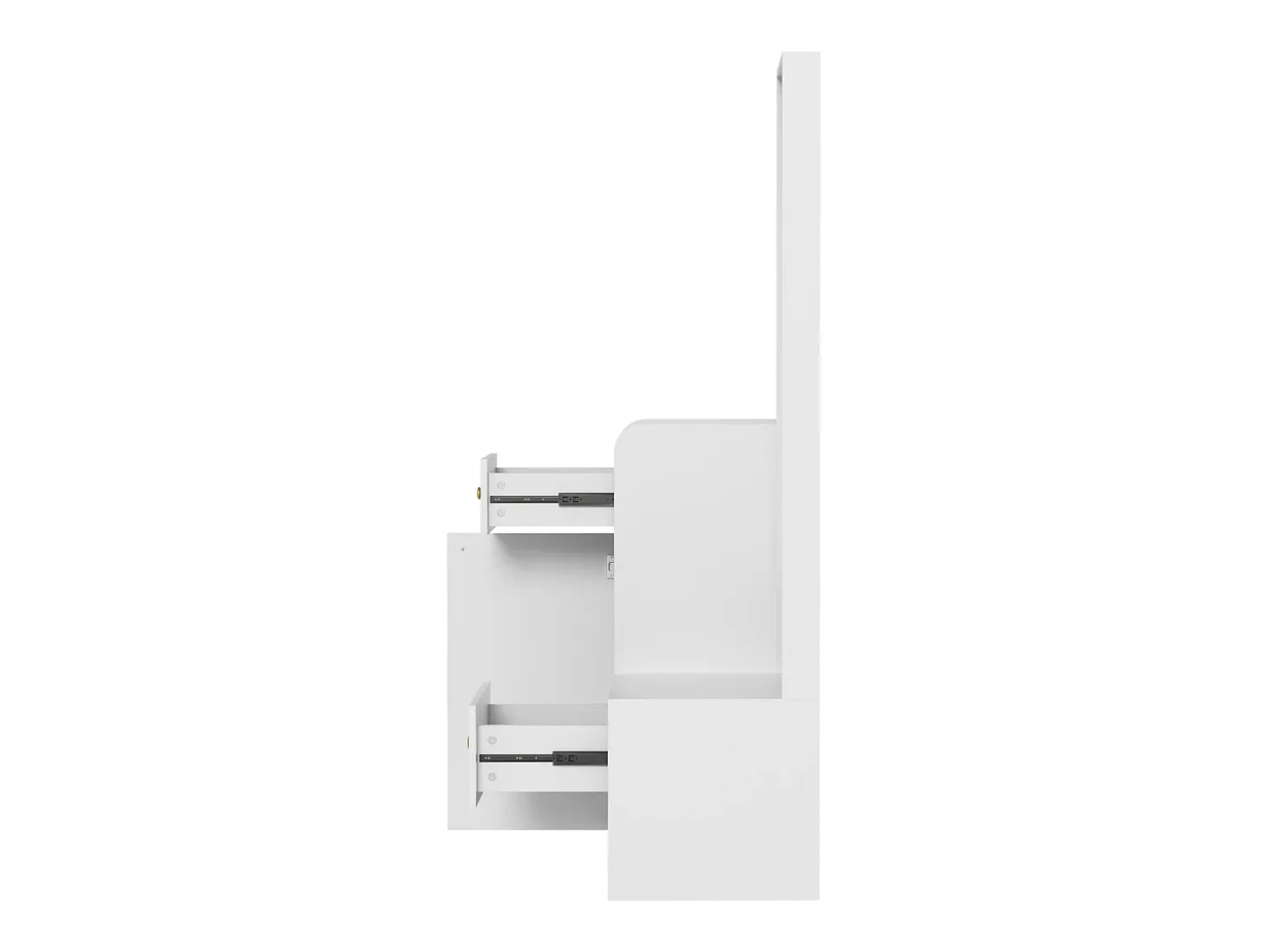 Armario blanco con 2 cajones, 1 puerta y espejo, ganchos regulables 105x38x180cm