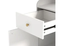 Armario blanco con 2 cajones, 1 puerta y espejo, ganchos regulables 105x38x180cm