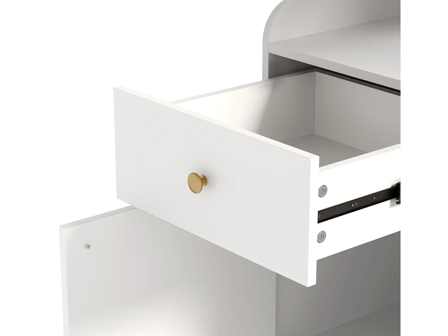Armario blanco con 2 cajones, 1 puerta y espejo, ganchos regulables 105x38x180cm