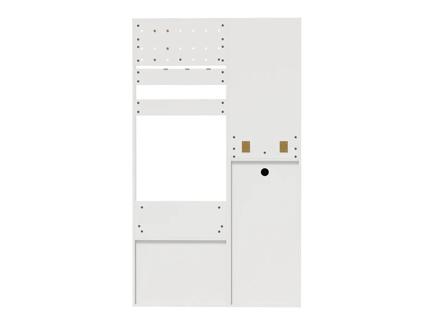 Armario blanco con 2 cajones, 1 puerta y espejo, ganchos regulables 105x38x180cm