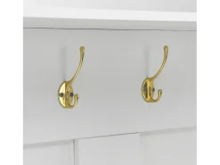 Armario blanco y natural con puerta y colgadores dorados, diseño arco 75x35x195cm