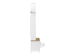 Armario blanco y natural con puerta y colgadores dorados, diseño arco 75x35x195cm