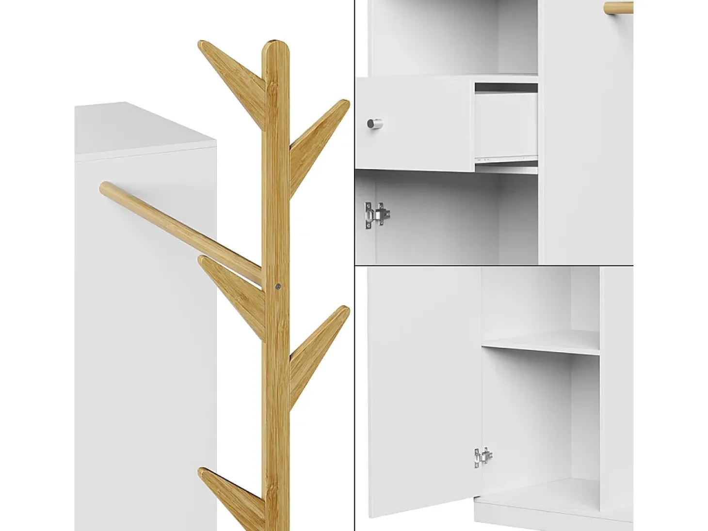 Armario blanco/bambú 100x40x145 liria