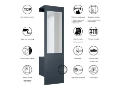 Armario Carlton Neo, Perchero de pared con panel de vestíbulo, espejo, barra para ropa y armario de pared, Azul real (52 x 193 x 35 cm)