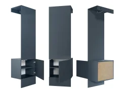 Armario Carlton Neo, Perchero de pared con panel de vestíbulo, espejo, barra para ropa y armario de pared, Azul real (52 x 193 x 35 cm)