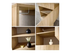 Armario Carlton Neo, Perchero de pared con panel de vestíbulo, espejo, barra para ropa y armario de pared, Roble Evoke (52 x 193 x 35 cm)
