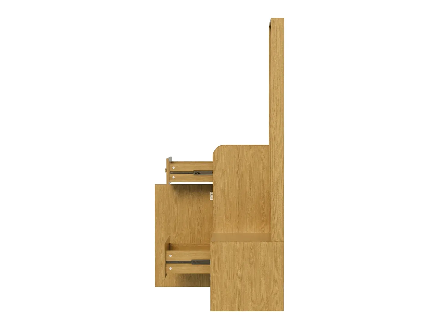 Armario color madera con 2 cajones, 1 puerta y espejo, ganchos regulables 105x38x180cm