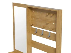 Armario color madera con 2 cajones, 1 puerta y espejo, ganchos regulables 105x38x180cm