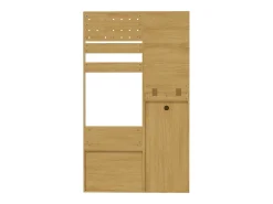 Armario color madera con 2 cajones, 1 puerta y espejo, ganchos regulables 105x38x180cm