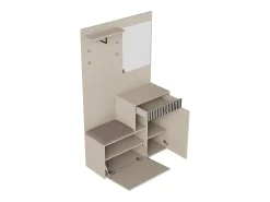 Armario con 2 puertas, cajón, espejo y cojín, material MDF 110x37x185,5 cm