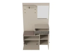 Armario con 2 puertas, cajón, espejo y cojín, material MDF 110x37x185,5 cm