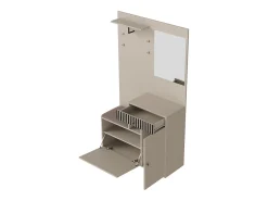 Armario con 2 puertas, cajón, espejo y cojín, material MDF 110x37x185,5 cm