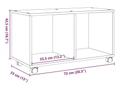 Armario con ruedas madera ingeniería gris Sonoma 72x33x42,5 cm