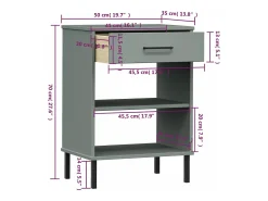 Armario consola patas de metal madera maciza pino gris OSLO