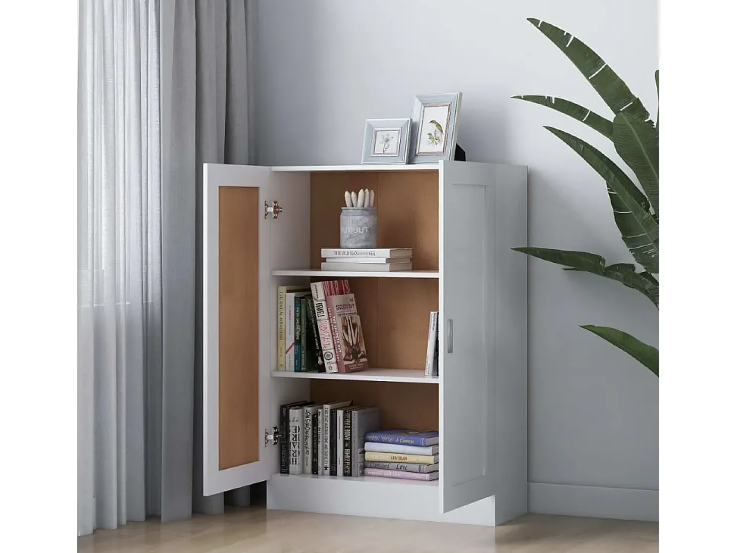 Armario de libros madera contrachapada blanco 82,5x30,5x115 cm ES473819