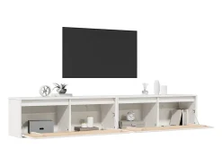 Armario de pared 2 uds madera maciza de pino blanco 100x30x35cm