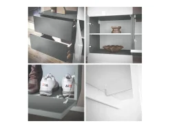 Armario de pared Carlton Set 1, Cuerpo en antracita mate / Panel en gris arena de alto brillo (208 x 193 x 35 cm)