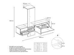 Armario de pared Carlton Set 1, Cuerpo en antracita mate / Panel en gris arena de alto brillo (208 x 193 x 35 cm)