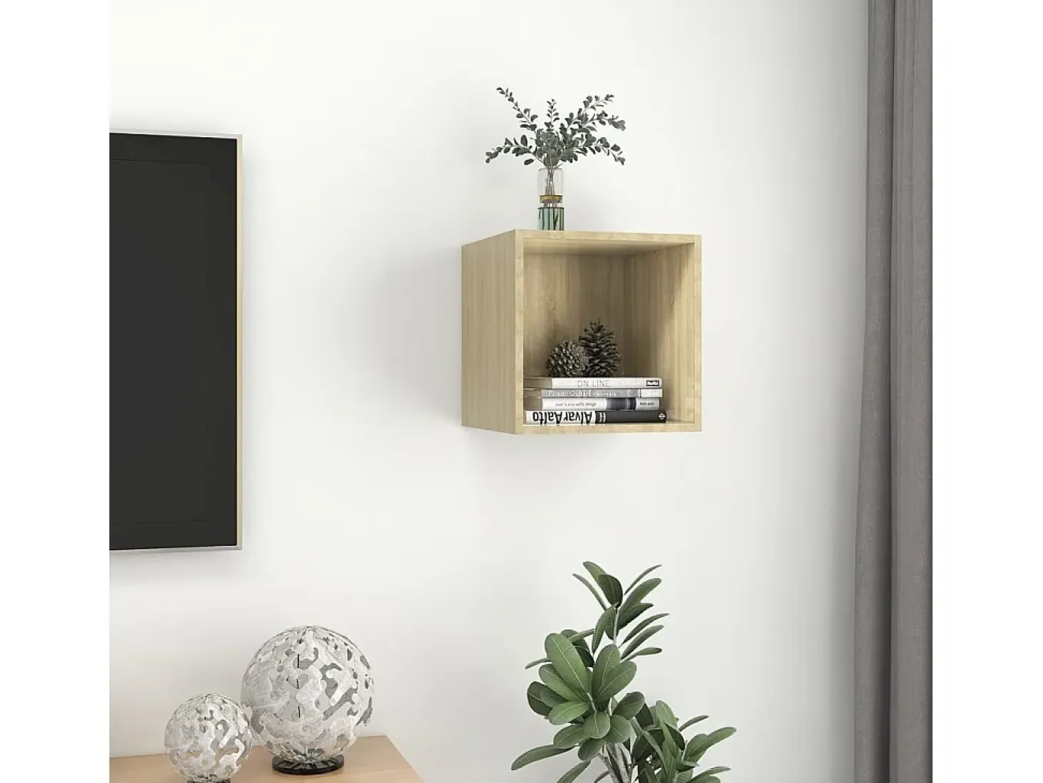 Armario de pared de roble Sonoma de 37 x 37 x 37 cm, madera de ingeniería
