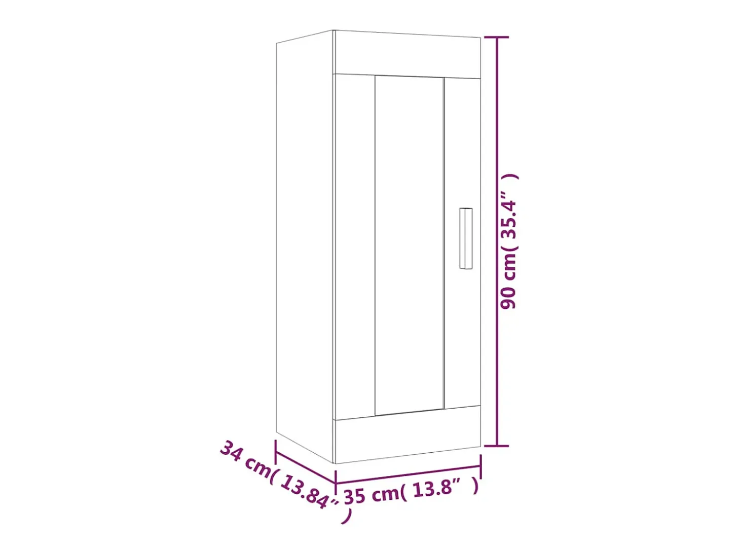 Armario de pared gris hormigón 35x34x90 cm Madera de ingeniería
