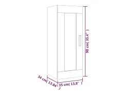 Armario de pared gris hormigón 35x34x90 cm Madera de ingeniería