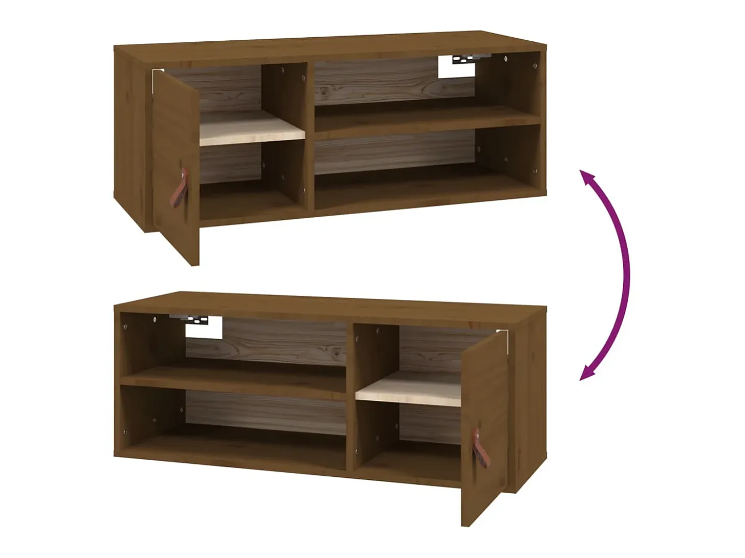 Armario de pared marrón miel 80x30x30 cm Madera maciza de pino